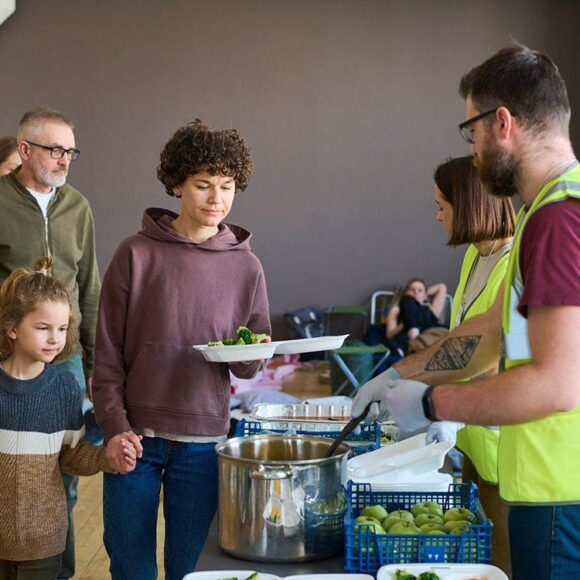 HRDs stood beside flood affected people